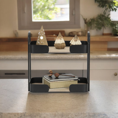 Quintelle Two Tier Wood & Metal Table Organizer
