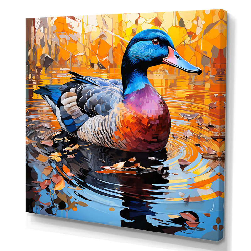 «Duck Morning Quack Lake II», art mural canard, Toile tendue, H 16 po x l 16 po x P 1 po