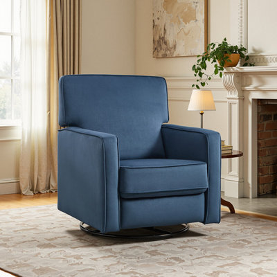 29.9'' Wide Classic Velvet Manual Push Back Recliner With 360° Swivel Function