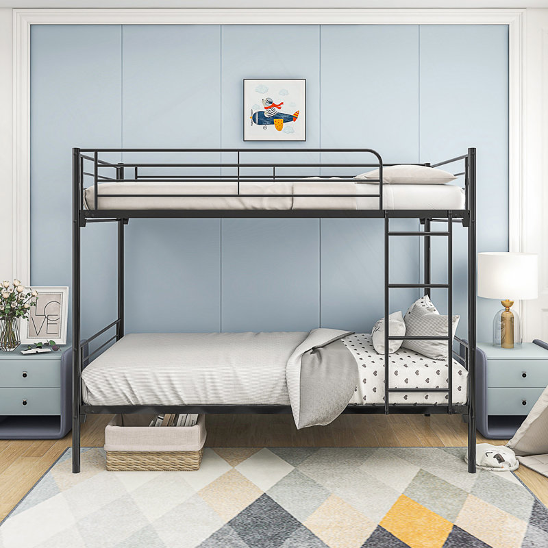 Twin Over Twin Bunk Bed With Reinforced Metal Frame, Noise-Free Design, And Ample Under-Bed Storage For Space-Smart Living.