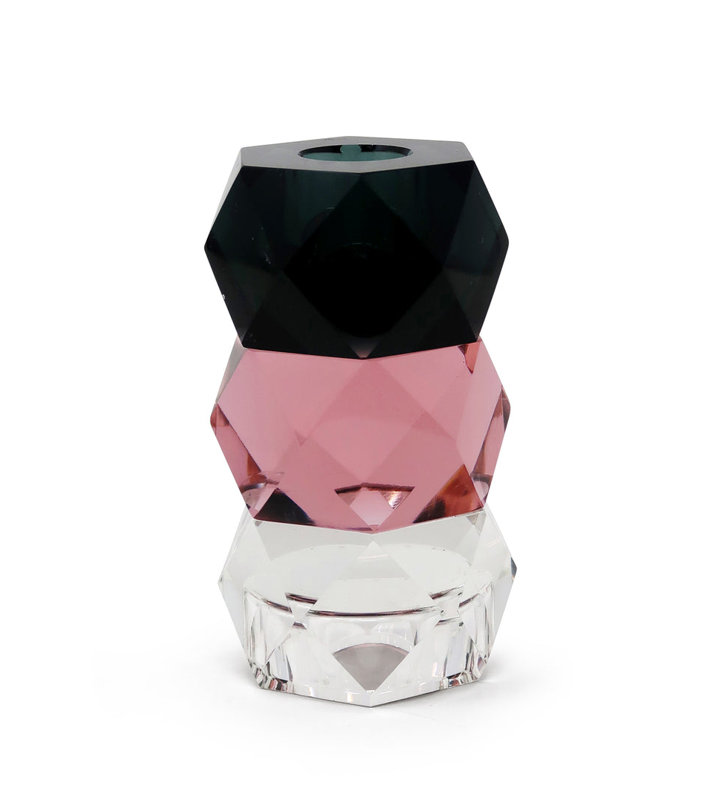 Bougeoirs en cristal tricolores