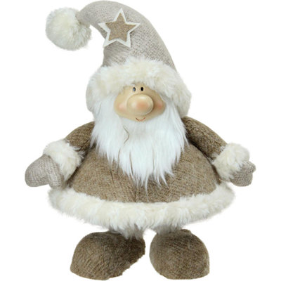 18" Gray and White Plush and Portly Champagne Bobble Action Gnome Christmas Tabletop Figure