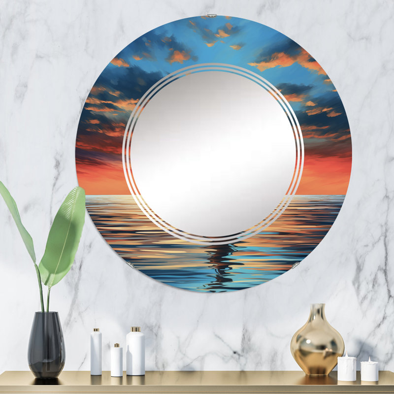 Lihini - Miroir mural moderne rond, 32 po x 32 po