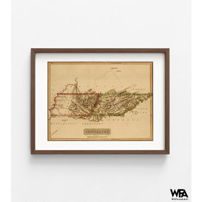 Tennessee 1817, ancienne carte du Tennessee, carte antique du Tennessee, carte de l'État du Tennessee, affiche historique des États-Unis, impression de l'histoire de la Tennessee, décor de bureau rustique