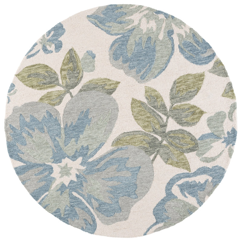 Jardin Hand Tufted Wool; Cotton Floral Indoor Rug, Round 6'