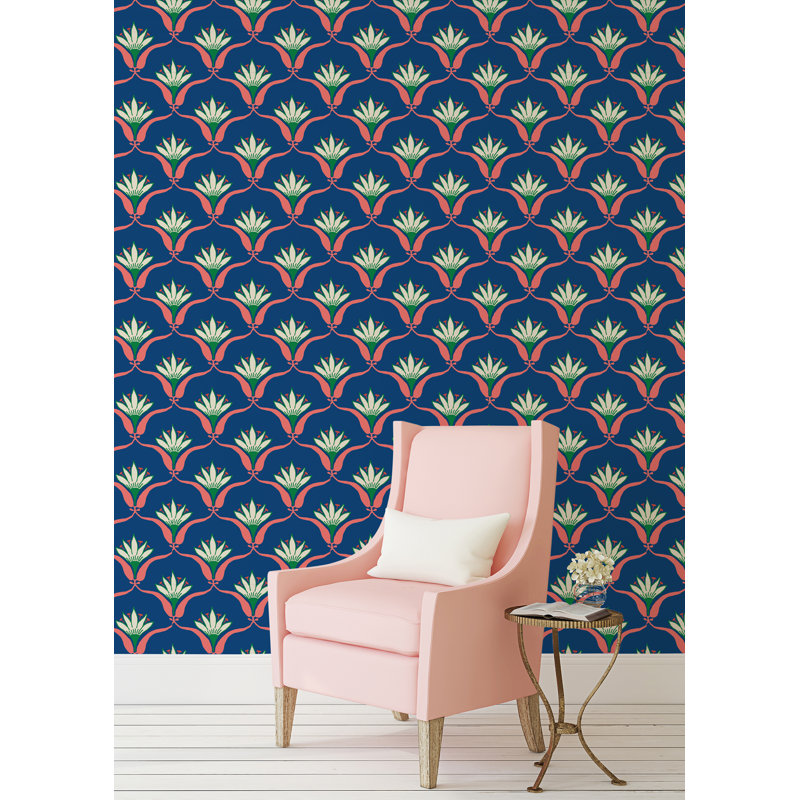 Shanghai Wallflower 10' L x 25" W Wallpaper Tile, Tropical, Premium Paper, Non-pasted