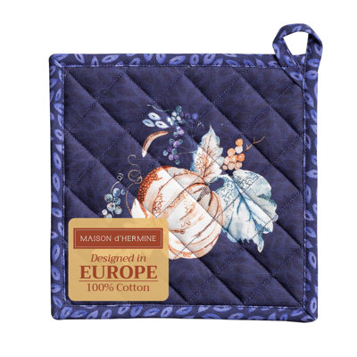 Manique Maison d'Hermine Pumpkin Blues 100 % coton, taille unique - 20 x 20 cm
