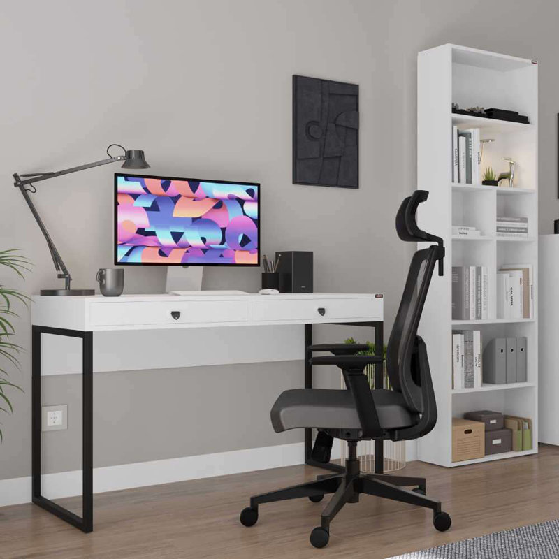 Modern White Bookshelf with Numerous Shelves, 21.7 x 73.6 x 9.1 inches | 100% Melamine Coated Particle Board, Wall-Mountable | Stylish Storage Solution for Home or Office, Elegant and Functional Design
