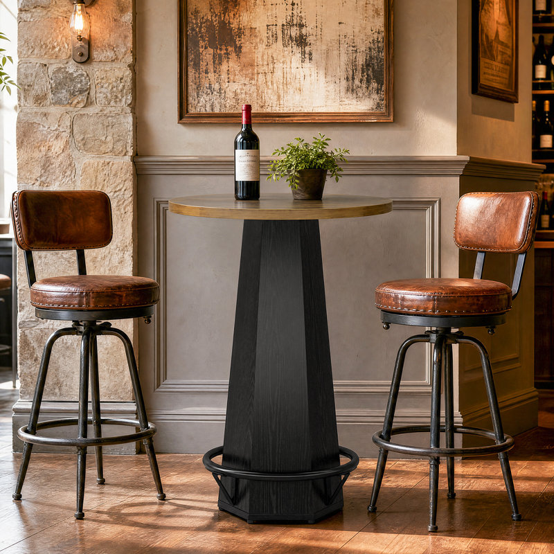 31.5-Inch Round Bar Table, Rustic Pub Table, 4