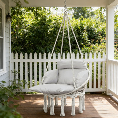 Chaise hamac suspendue avec coussin pour l'intérieur et l'extérieur