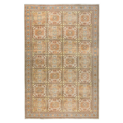 Hand Knotted Vintage Turkish Kysari Large Wool Rug, Geometric Design & Tribal Patterns