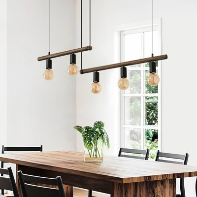 Dimmable 5- Kitchen Pendant - Bronze Finish, Rust-, E26 Base Dining Area Iron,
