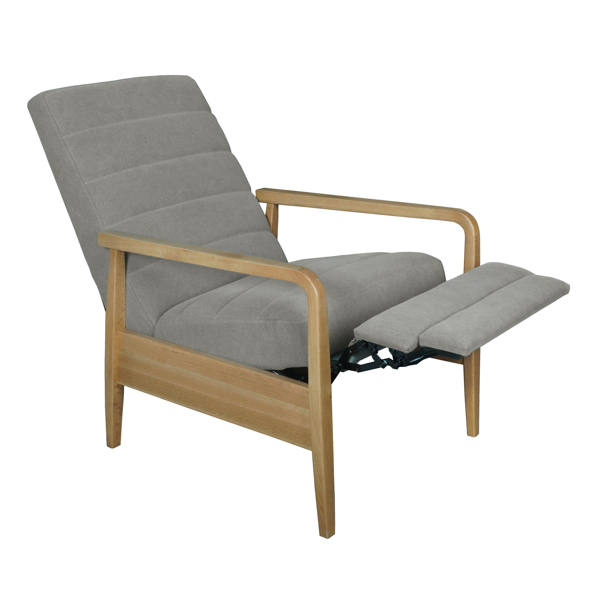 Modern Upholstered Solid Wood Recliner, Gray