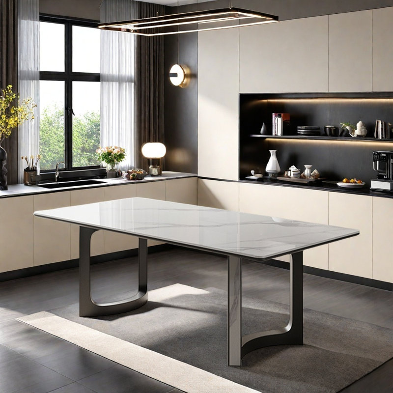 Table de salle à manger moderne simple, H 29,52 po x L 62,99 po x l 35,43 po 
