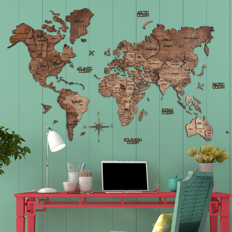 Handmade Entertainment Wall Decor, 90cm H x 150cm W x 1cm D, Oak