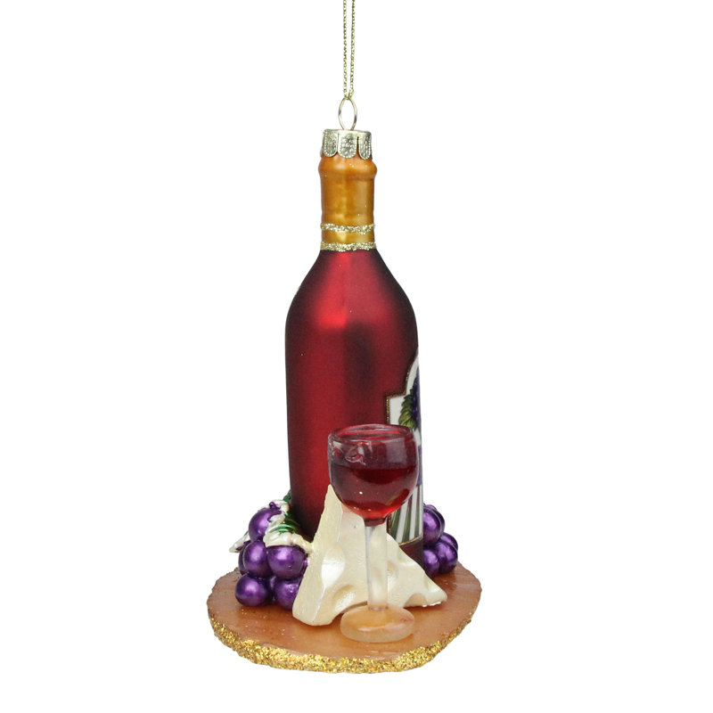 Ornement en verre de Noël 5 bouteilles «Red» Merlot