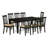 7 Piece Kitchen Table Set Consist of a Rectangle Dining Table with Butterfly Leaf and 6 Linen Fabric Dining Room Chairs, Black-121912368-126705083