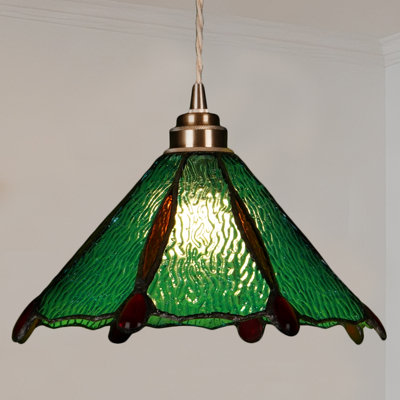1-Light Pendant Light, 9.45 Inch Blue Glass Shade Hanging Light