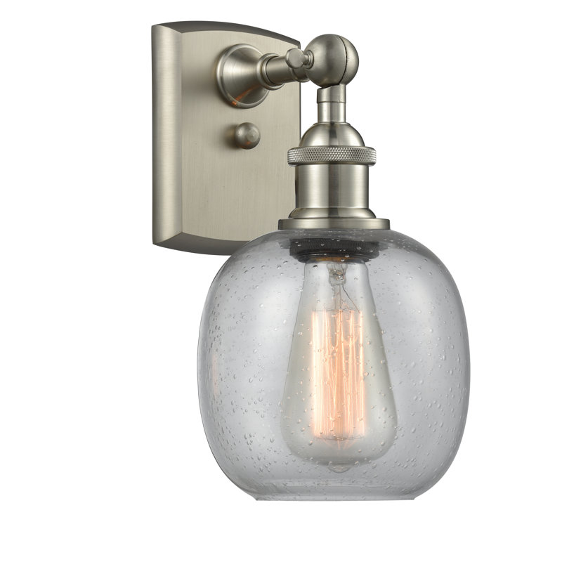 Carlucci Armed Sconce, Brushed Satin Nickel, Seedy