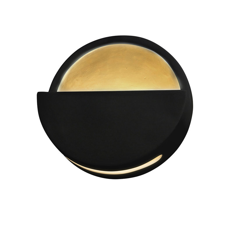 Caeli Ceramic LED Wall Sconce, Carbon Matte Black with Champagne Gold Internal