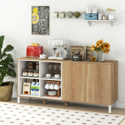 Buffet 63 pouces avec 4 compartiments et armoire à pousser