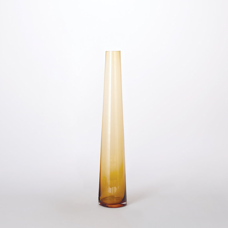 Handmade Glass Table Vase, Amber, 23.75" H x 4.75" W x 4.75" D