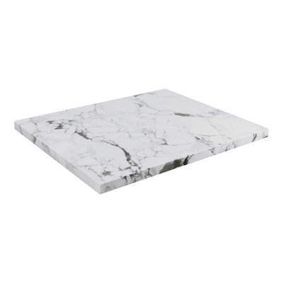 30" x 72" Marble White Resin Table Top with Dark Veining, Indoor Use