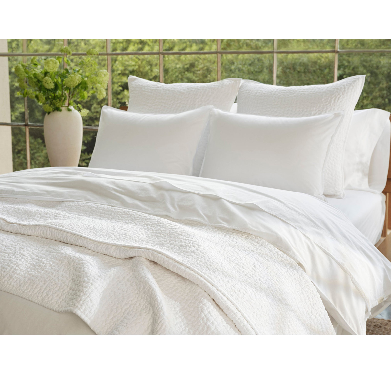Crinkled 100% Cotton Percale Pillowcase - Set of 2, King Pillowcase, Alpine White