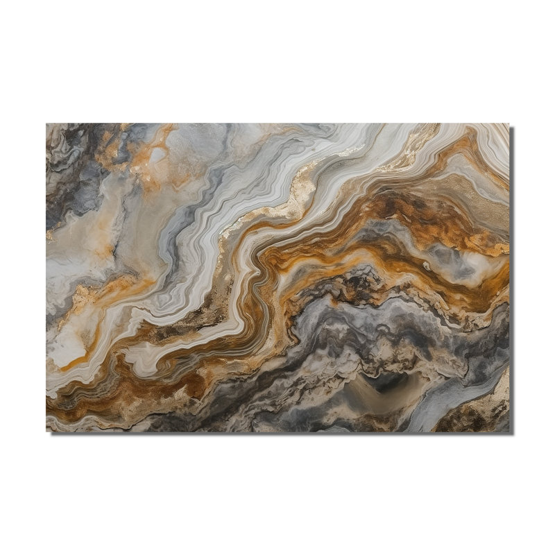 Or et gris effet marbre II - impressions sur toile abstraites en marbre