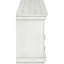 Meuble télé blanc vieilli de 70 po de largeur avec six compartiments pour organiser vos articles de divertissement et vos accessoires multimédias-1459879300