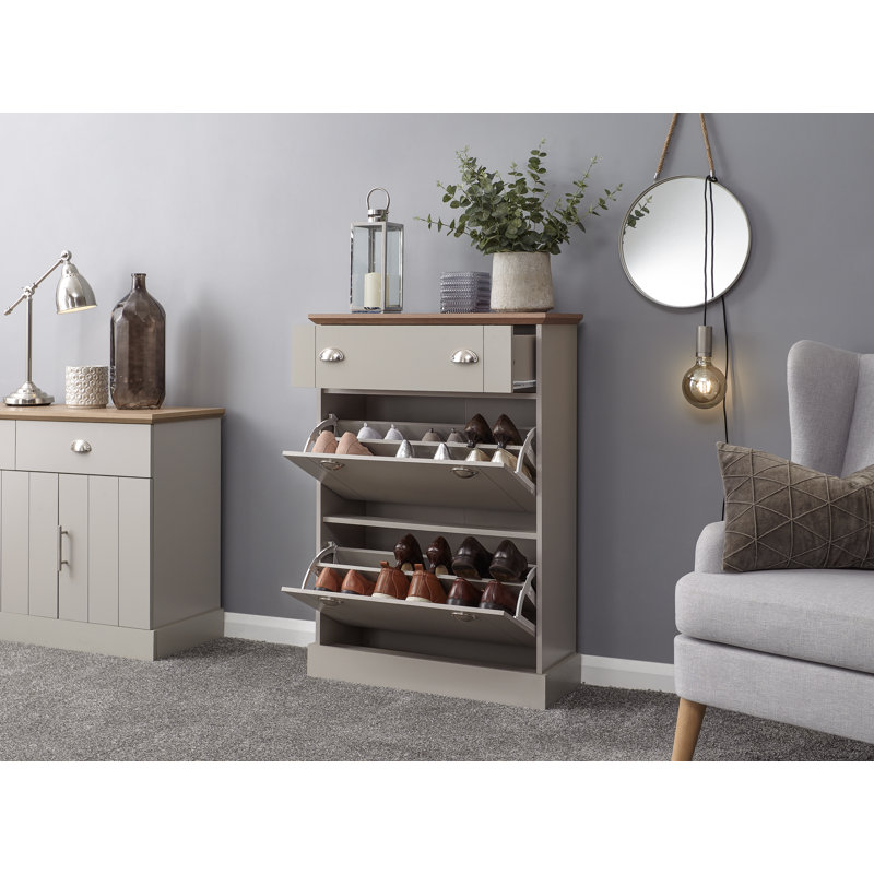 Brielle 12 Pair Shoe Storage Cabinet, Grey