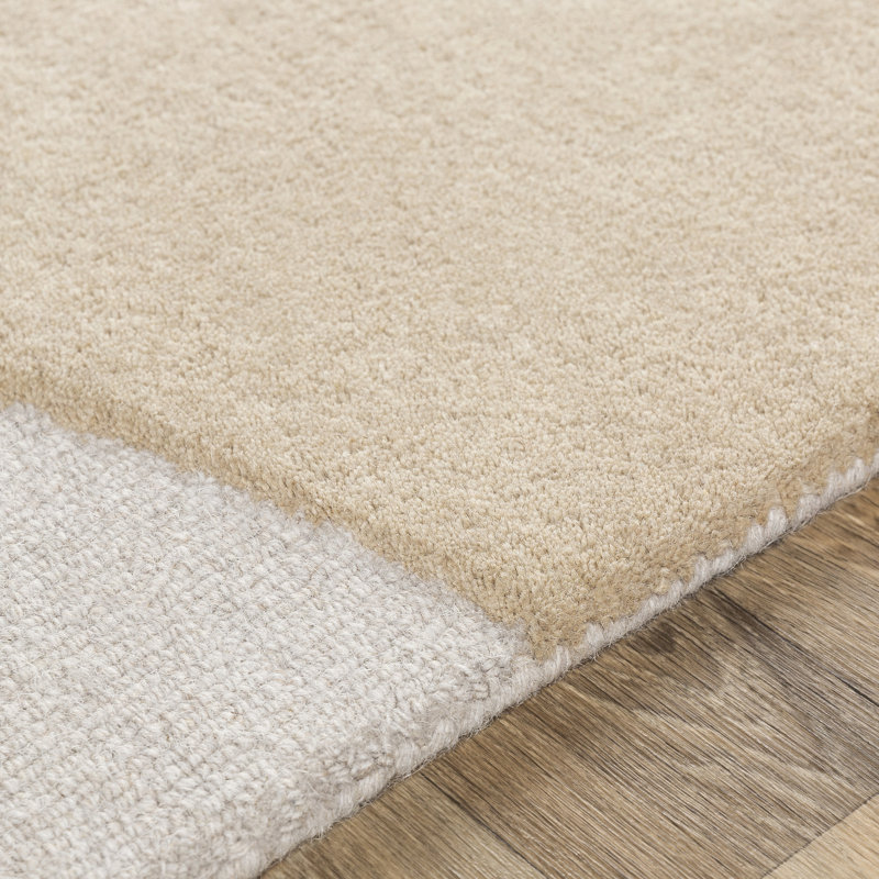 Elegant White Hand-Tufted Wool & Cotton Rug 5' x 7'6"