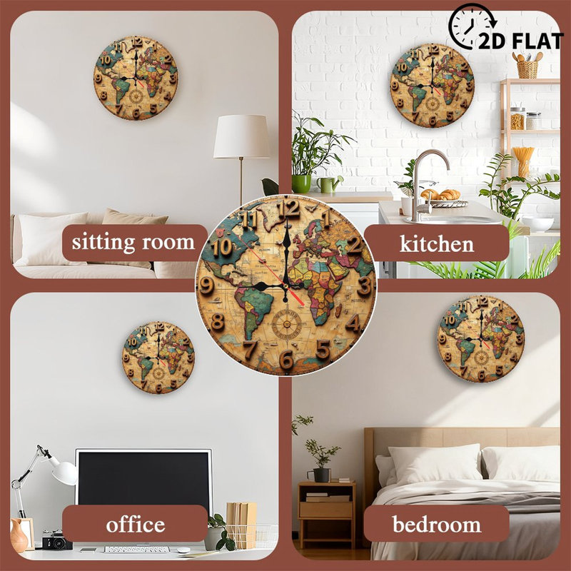 Horloge murale rétro en bois