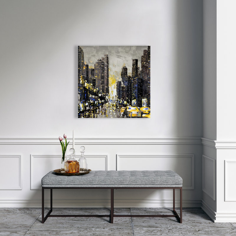 Abstract Texturized City Canvas | Black Living Room Decor