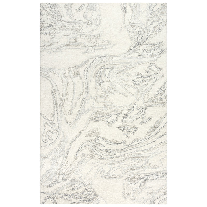 Tapis ivoire en laine touffeté à la main Angelick, Rectangle 7 pi 9 po x 9 pi 9 po