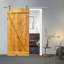Porte de grange peinte en bois et métal à panneaux avec ensemble de quincaillerie d’installation-99346170-99346171