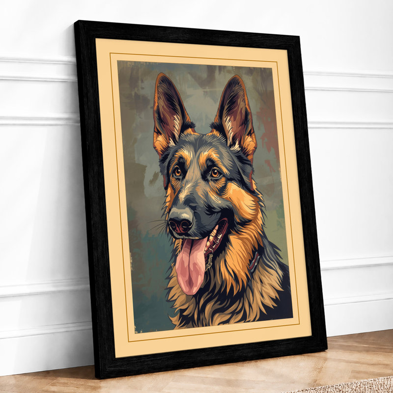 German Shepherd Portrait Realistic - Print, Black, A3 - 42.0 x 29.7 cm