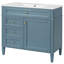 Meuble-lavabo moderne de 36 po avec lavabo en céramique, 3 tiroirs et 1 armoire de rangement, tablette réglable, organisateur de porte d'armoire, glissières de tiroir en métal lisse, poignée texturée exquise à pieds romains