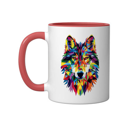 Wolf Geometric Ceramic Mug, 11oz