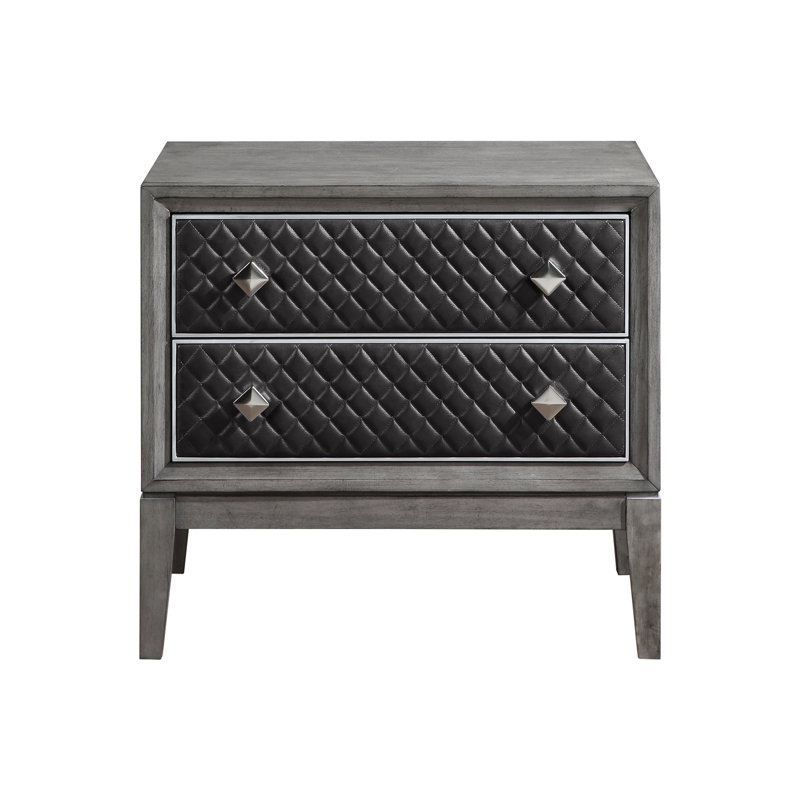 Table de chevet moderne à 2 tiroirs en similicuir de style moderne pour chambre à coucher 1 pièce