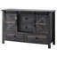 Commode de style champêtre de 122 cm de large avec 2 portes coulissantes de style grange, noire-1001175221