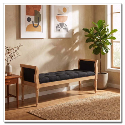 Banc rembourré moderne avec accoudoirs courbés