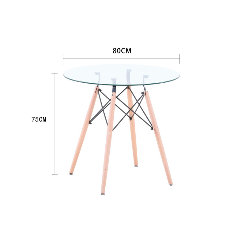 Eiffel Glass Round Dining Table, 29.5"H x 32"L x 32"W