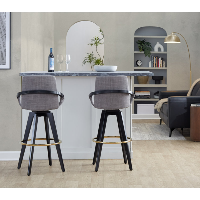Tabouret de bar à hauteur fixe, Noir / gris / or