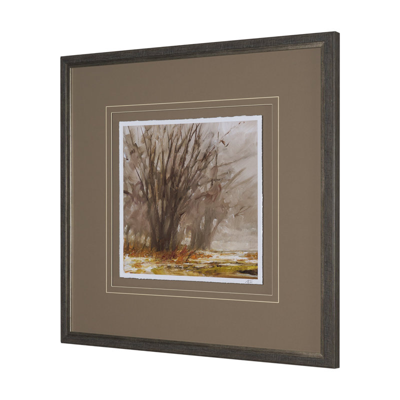 «In The Village By Studio», œuvre d'art texturée encadrée sous verre, Automne dans le village I