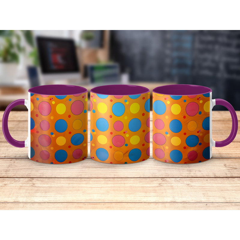 Polka Dot 11oz Accent Coffee Mug, Purple
