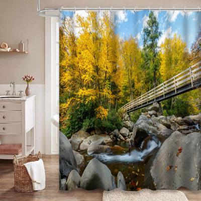 Great Smoky Mountains Autumn Trail Shower Curtain with 12 Hooks