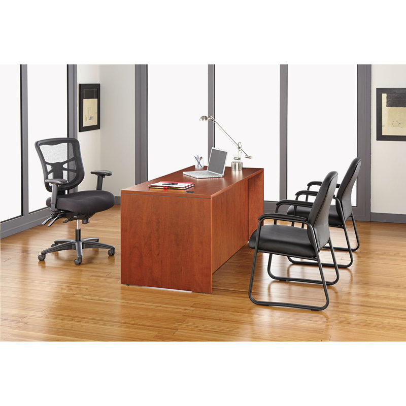 High-Back Black Mesh Office Chair with Adjustable Arms and Tilt Mechanism