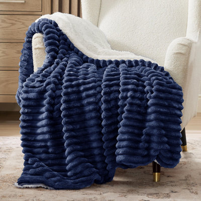 Bedsure Sherpa Fleece Blanket, Reversible Soft King with Cozy Warmth, Stripe Design for Everyday Comfort
