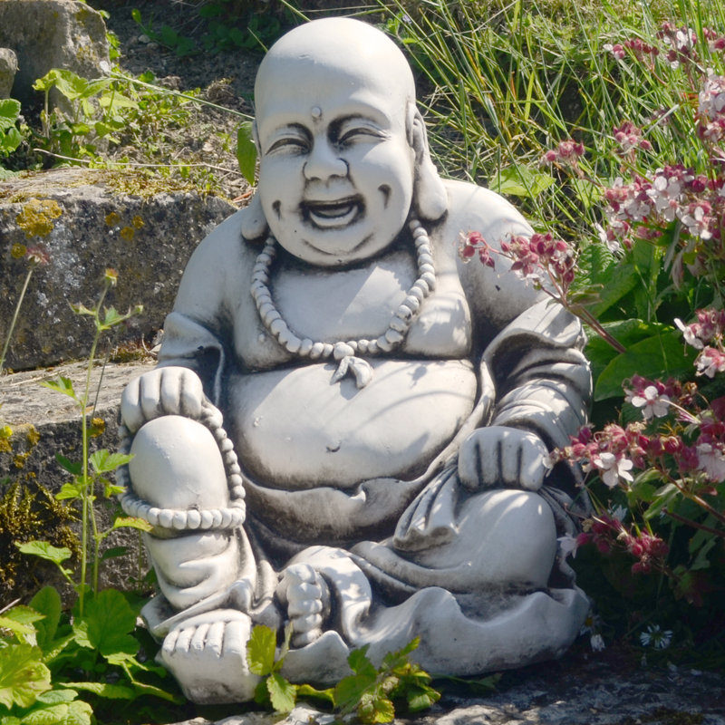 BUDDHIST MONK Sitting 43cm, Antique Stone